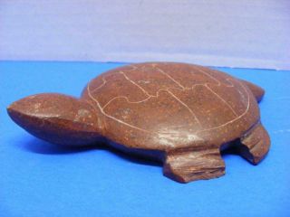 Native American Hand Carved Stone Turtle.  Signed Winona Sioux Red Stone