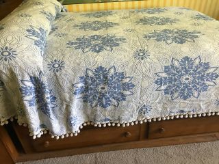 Vtg Cone Mills Ny Thick 100 Cotton Woven Camp Cottage Coverlet Bedspread 90 110