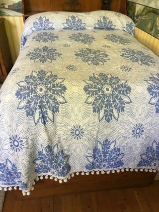 Vtg Cone Mills NY Thick 100 Cotton Woven Camp Cottage Coverlet Bedspread 90 110 2