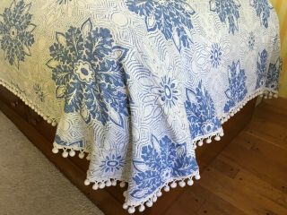 Vtg Cone Mills NY Thick 100 Cotton Woven Camp Cottage Coverlet Bedspread 90 110 3