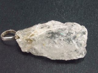 Goshenite Crystal Silver Pendant From Brazil - 1.  2 "