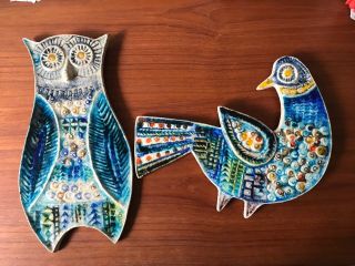 Large Bird And Owl Wall Plaques Tiles Bitossi Londo Raymor Era Mcm