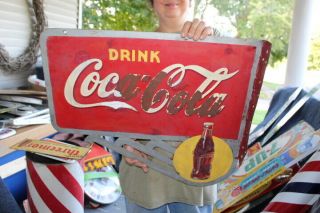 Vintage 1941 Coca Cola Soda Pop Gas Station 2 Sided 24 