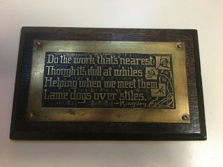 Frost Workshop Of Dayton Ohio Arts & Crafts Etched Motto Plaque