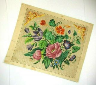 Antique Berlin Woolwork hand - painted chart pattern 19th century 2