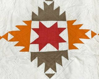 Cheddar Red c 1890 - 1900 Stars Touching PA QUILT Antique 3