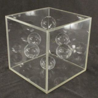 Vintage Mcm Mid Century Pop Art Lucite Acrylic Ball Geometric Cube Art Sculpture