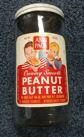 Vintage Ann Page Peanut Butter Jar 1 Lb 8 Oz
