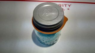 Vintage BALL perfect Mason 1/2 pint Canning Jar Blue 3 zinc lid 28 rubber seal 2