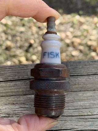 Vintage Fisk Old Automotive Spark Plug Gas Station Sign