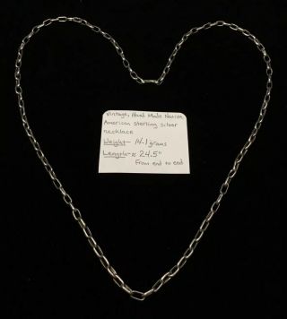 Vintage,  Native American Sterling Silver Handmade Navajo Necklace,  14.  1g
