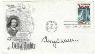 George C.  Wallace Signed First Day Cover Fdc / Autographed Alabama Governor