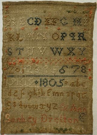 Small Early 19th Century Alphabet Sampler By Ann Sankey Drolton - 1805