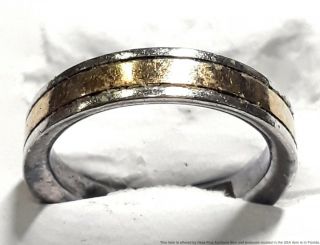 Vintage Sterling Silver 18k Yellow Gold Cartier Signed Wedding Band Ladies Ring
