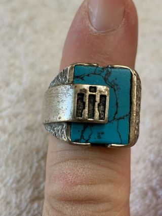 Vintage 1970’s Ih International Harvester Dealer Silver And Turquoise Mens Ring