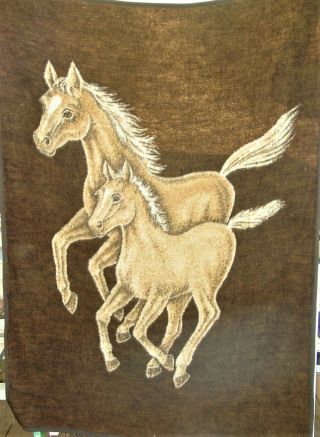 Vintage 70s Biederlack Brown Acrylic Reversible Velour Horse Blanket - Extra Soft
