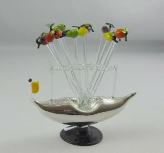 German Art Deco Cocktail Appetizer Sticks Picks Set Probably Lauscha