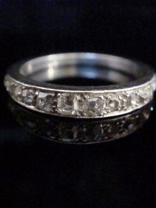 Edwardian 18ct White Gold Old Cut Diamond Hald Eternity Ring