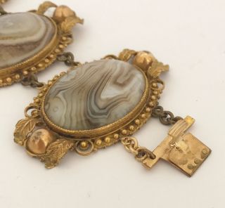 Fine Estate Antique Victorian - Rolled Gold Gilt - Scottish Agate Bracelet C1890