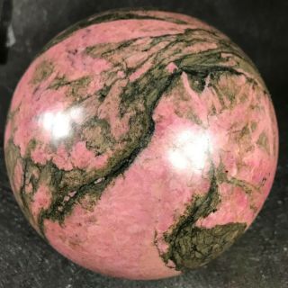 8.  46lb Gem Rhodonite Sphere Rare Red Gemstone Crystal Ball Brazil - 4826