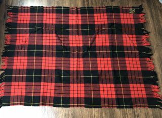 Lan Air Cel Celular Blanket Made In Scotland Wool Buffalo Plaid Vintage Retro