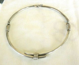 Mid - Century Modernist Sterling Silver Collar Necklace Choker - 57.  7 Grams