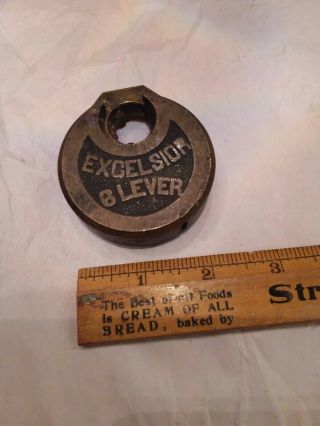 Vintage Excelsior 6 Lever Round Shapped Padlock,  No Keys