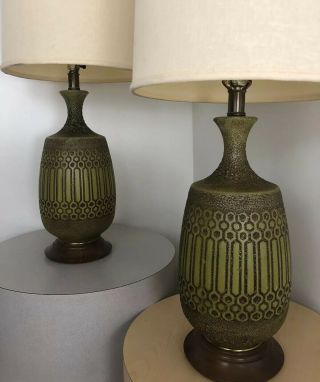 Large Pair Vintage Mid Century Modern Circa 1960s Bitossi Lamps