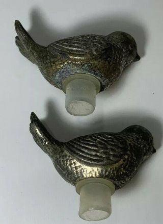 Vintage Silver Plate/Pewter with 2 Birds on Rose Salt & Pepper Shakers 3