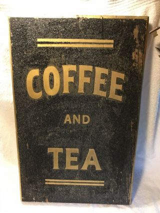 Antique Coffee And Tea Wood Trade Sign