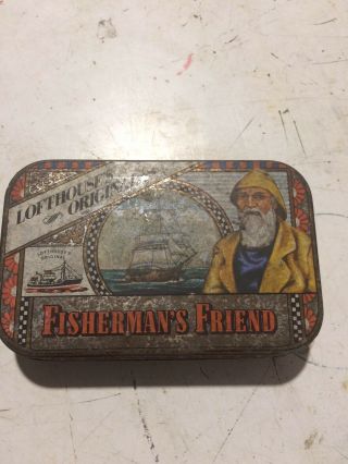Antique Metal Fishermsn’s Friend Cough Drop Container