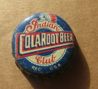 Indian Club Cola Root Beer Cork Soda Cap Sacramento California Vintage Ca Crown