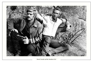 Paul Newman Robert Redford Autograph Signed Photo Print Butch Cassidy