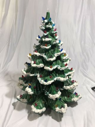 Vintage Ceramic Christmas Tree With Snow 21 X 17 Huge Big