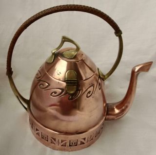 Exceptional Art Nouveau Copper Teapot: With Faces: Carl Deffner,  Esslingen