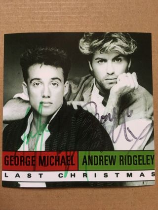Wham Andrew Ridgeley & George Michael Hand Signed Autograph Photo Offers