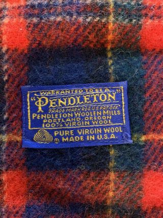Vtg Pendleton Robe In A Bag 100 Wool Stadium Blanket Vinyl Cushion Red Plaid