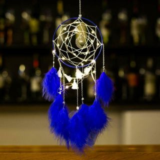 Led Dream Catcher Moon Crystal Catchers Feather Native American Home Wall Decor