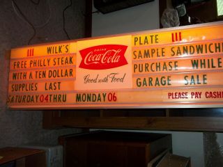Vintage Fishtail Coca - Cola Menu Board Sign With Letters And Numbers And Lights U