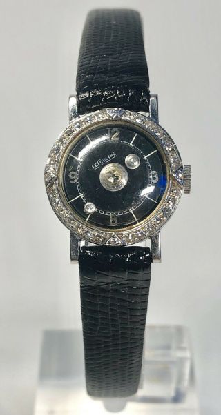 Lecoultre Mystery Dial 14k White Gold With 32 Diamonds Watch Lizard Calf Strap