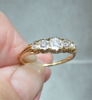 Victorian 18ct Gold 5 Stone Diamond Ring.  Engagement.  Half Hoop.  O1/2.  Xcfod.