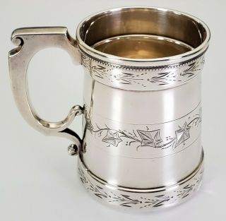 Antique 19th C.  Whiting American Sterling Silver Handled Mug Baby Cup