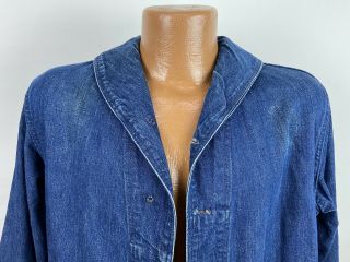 Vintage 1940s WWII Navy Shawl Collar Denim Jacket Men Medium Indigo Blue WW2 USN 3