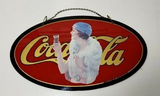 Rare Vintage Glass Coca Cola Sign Minty