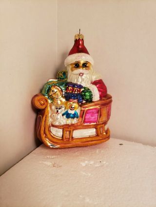 Christopher Radko Santa In His Sleigh Christmas Ornament