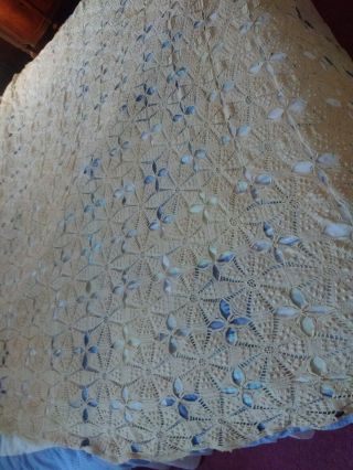 Antique Crochet Lace Tablecloth Table Cloth 80x82 Vintage Bedspread Bed Spread