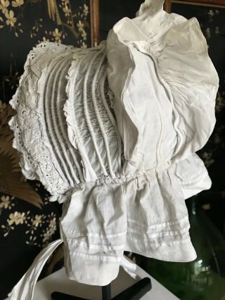 Gorgeous French Antique Handmade Bonnet - English Embroidery
