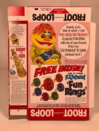 Vintage 1970 Kellogg ' s Froot Loops Cereal Box Krofft HR Pufnstuf Premium Ring 2