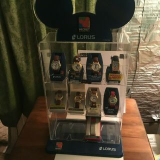 Lorus Mickey Mouse Watch Counter Store Display & 8 Watches