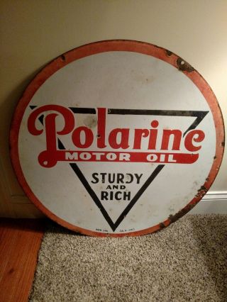 Polarine Motor Oil Porcelain Double Sided Sign 30 " Reliance Sign Co.